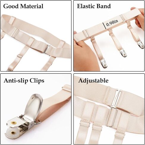 Women's Plus Size Thigh Garter Belts, Adjustable High Elastic Garter Belt and Stockings Set in Kuwait