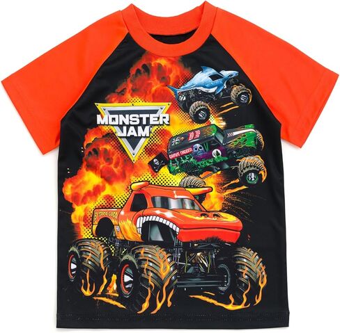 Monster Jam T-Shirt Tank Top & French Terry Shorts 3 Piece Set Toddler to Big Kid Grave Digger El Toro Loco Megalodon in Kuwait