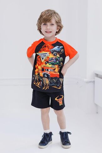 Monster Jam T-Shirt Tank Top & French Terry Shorts 3 Piece Set Toddler to Big Kid Grave Digger El Toro Loco Megalodon in Kuwait