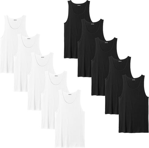 Andrew Scott Basics Boys' 10 Pack Color A-Shirt Sport Tank Top Undershirts in Kuwait