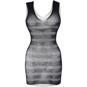 Vorifun Women Fishnet Lingerie V-Neck Sleepwear One Size One Piece Babydoll Mini Dress One Piece