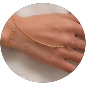 Sewyer Dainty Bracelet for Women 14K Gold Plated Cross Pearl CZ Leaf Bracelets Set Gold Layering Bracelets Everyday Jewelry