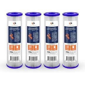 Aquaboon 5 Micron 10" x 2.5" Pleated Sediment Water Filter Cartridge, Universal Replacement for Any 10 inch RO Unit, Compatible with R50, 801-50, WFPFC3002, WB-50W, SPC-25-1050, WHKF-WHPL, 6-Pack