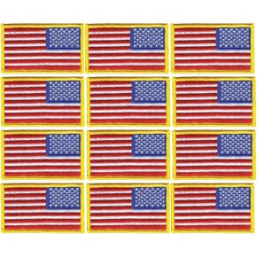 12 pack reversed American flag patch gold border embroidered