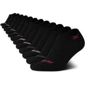 Reebok Girl's Cushioned Comfort No-Show Ankle Low Cut Socks (12 Pack)