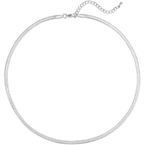 FOSIR 14K Gold Plated Herringbone Chain Necklace, Gold Choker Necklaces for Women Girls, 2.3mm 3mm 4mm 5mm, 14-20 Inches