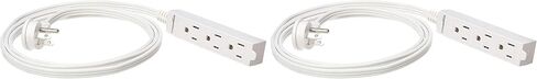 Amazon Basics 3-Foot 3-Prong Indoor Rectangle Extension Cord Power Strip, Flat Plug, Grounded 13 Amps, 1625 Watts, 125 VAC, 2-Pack, White in Kuwait