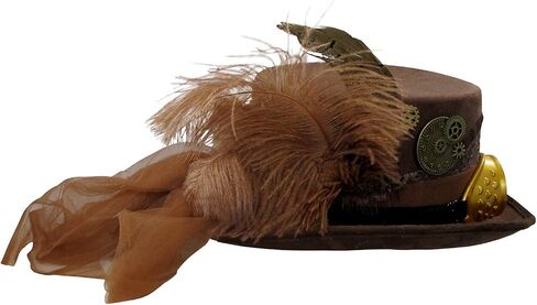 Deluxe Velvet 4.25 Inch Steampunk Top Hat with Removable Goggles in Saudi Arabia