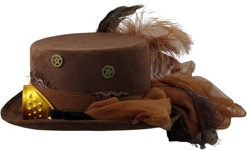 Deluxe Velvet 4.25 Inch Steampunk Top Hat with Removable Goggles in Saudi Arabia