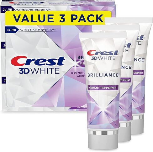 Crest 3D White Brilliance Vibrant Peppermint Teeth Whitening Toothpaste, 4.1 Ounce (Pack of 3)(Packaging May Vary) in Saudi Arabia