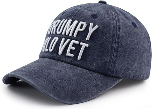 Gomcdlwn Grumpy Old Vet Hat for Men Women, Funny Adjustable Cotton 3D Embroidered Army Military Veteran Baseball Cap in Kuwait
