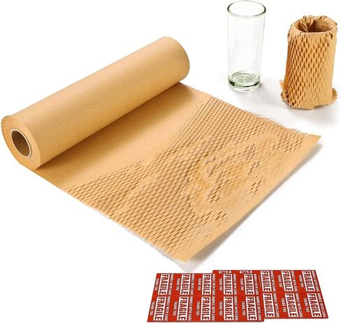 Yens Honeycomb Packing/Wrapping Paper Roll 12" x 100 ft for Moving Shipping Packaging Gifts Bonus Fragile Stickers in Saudi Arabia