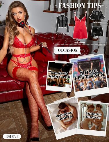 جوارب RSLOVE النسائية المثيرة ذات شبكة صيد السمك بطول الفخذ مع جوارب شفافة من الدانتيل العلوي من السيليكون in Kuwait