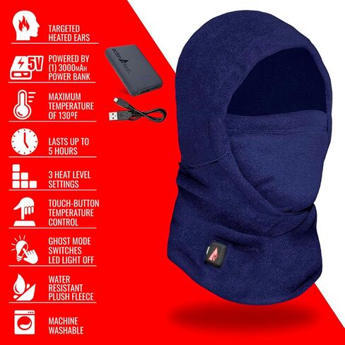 ActionHeat 5V Battery Heated Fleece Balaclava Face Mask, Winter Neck Gaiter in Kuwait