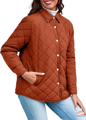 Women's Lightweight Quilted Jacket Stand Collar Single-breasted Long Sleeve Warm Oversized Coat with Pockets in Kuwait