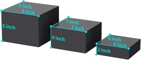 HIIMIEI Buffet Risers, Food Risers for Buffet Table, Display Stand Shelf for Catering Dessert Collectibles Figures, Acrylic Cube Display Nesting Risers with Hollow Bottoms, 6PCS 8''x9''x10'' (Black) in Saudi Arabia