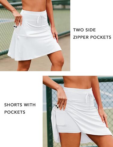 COOrun 20" Tennis Skirt Women Knee Length Golf Long Skort with Pockets High Waisted Athletic Sports Inner Shorts Skirts S-3XL in Kuwait