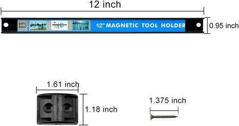 حامل ادوات مغناطيسي 12 انش 4 عبوات من شريط ادوات مغناطيسي شديد التحمل يثبت على الحائط بلون اسود in Kuwait