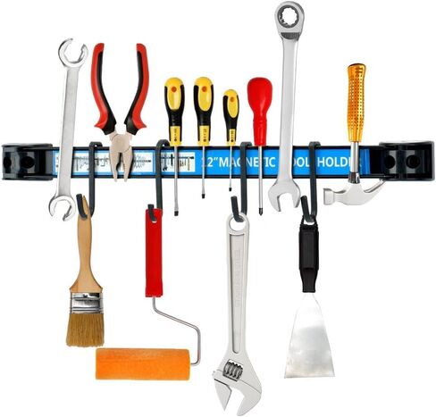 حامل ادوات مغناطيسي 12 انش 4 عبوات من شريط ادوات مغناطيسي شديد التحمل يثبت على الحائط بلون اسود in Kuwait