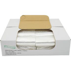 TYPLASTICS 45-48 Gallon Clear Trash Can Liners - 43" x 48" - High Density Garbage Bags - 200 Pack - Multipurpose for Office, Yard, Recycling, Industrial and Commercial