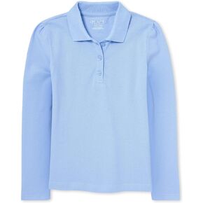 The Children's Place girls Long Sleeve Pique Polo Shirt, Lunar Gray Single, Medium US