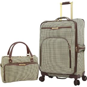 London Fog Oxford III 2 Piece Set (Cabin Bag and 25" Spinner), Black White