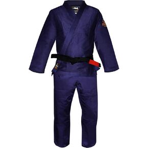 FUJI Kids All-Around Brazilian Style Jiu Jitsu Uniform with C0-Sized White Belt, Black, Size C00