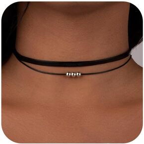 Fesciory Black Choker Necklaces for Women, Adjustable Layered Velvet Leather Lace Choker Collar Necklace, Goth Jewelry Gifts for Girls. in Saudi Arabia