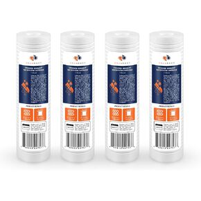 Aquaboon 1 Micron 10" x 2.5" Grooved Sediment Water Filter Replacement Cartridge for Any 10 inch RO Unit, Whole House Sediment Filtration, Compatible with P5, AP110, WFPFC5002, CFS110, RS14, 6-Pack