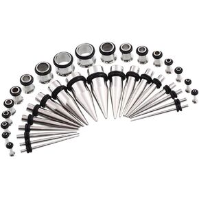 JDXN Stainless Steel Ear Stretching Taper Tunnel Starter Kit - 36 Piece Set 14G - 00G