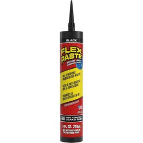 Flex Paste, 9 oz Cartridge, Black, Waterproof Paintable Putty, Spackle Sealant, Fill Gaps Cracks Holes - Block Out Water and Air - UV Resistant - Walls, Drywall, EPDM, Concrete, Roof, RV Repairs