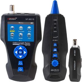 NOYAFA Network Cable Tester,AT278 TDR Multi-functional LCD Tracker For RJ45, RJ11, BNC, Metal Cable,PING/POE NF-8601S