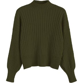 ZAFUL Women's Mock Neck Sweater Long Sleeve Ribbed Knit Basic Cropped Pullover Sweater