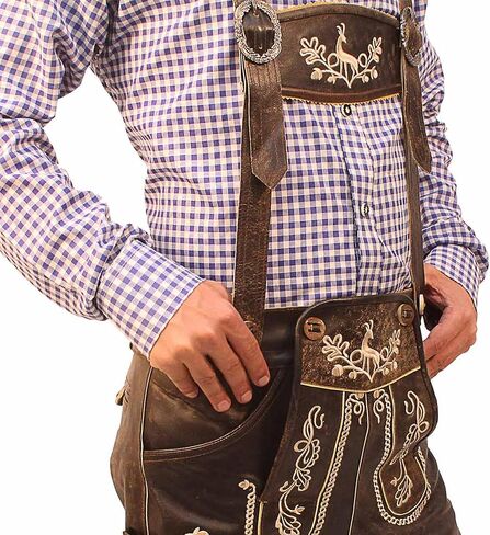 متجر ليدرهوسين | مهرجان أكتوبرفيست تراختن شورت ليديرهوسين للرجال | الزي الألماني التقليدي الأصيل | وايلد براون in Kuwait