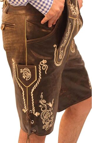 متجر ليدرهوسين | مهرجان أكتوبرفيست تراختن شورت ليديرهوسين للرجال | الزي الألماني التقليدي الأصيل | وايلد براون in Kuwait