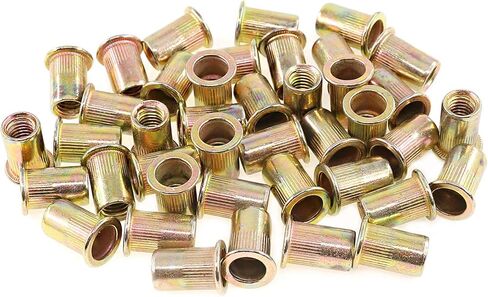 Keadic 150Pcs M6 Metric Zinc Plated Carbon Steel Rivet Nut Flat Head Threaded Insert Nutsert Kit (M6) in Kuwait