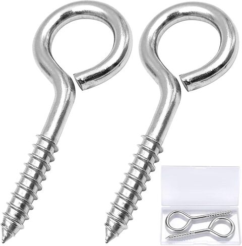 YGAOHF 5 Inch Eye Hooks Screw in Heavy Duty, 500LBS Capacity, Large Stainless Steel Eye Hooks for Hanging, Rust-Proof Black Eye Bolts for Indoor & Outdoor Heavy-Duty Applications in Saudi Arabia
