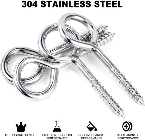 YGAOHF 5 Inch Eye Hooks Screw in Heavy Duty, 500LBS Capacity, Large Stainless Steel Eye Hooks for Hanging, Rust-Proof Black Eye Bolts for Indoor & Outdoor Heavy-Duty Applications in Saudi Arabia
