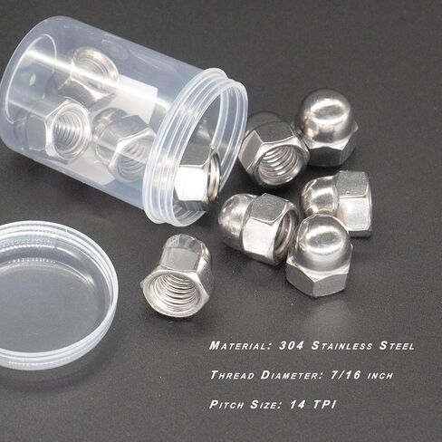 50pcs 10#-24 Acorn Cap Nuts, INCONTESTA 304 Stainless Steel Hex Acorn Cap Nut, Decorative Round Head Cover Dome Nuts in Kuwait