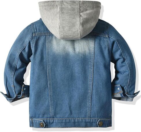 DOINLINE Boys Jean Jacket Kids Hooded Denim Jackets Zipper Outerwear Coat in Kuwait