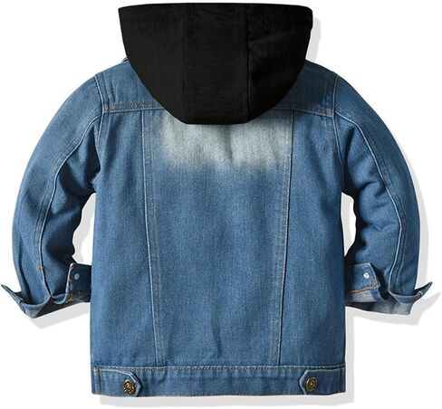 DOINLINE Boys Jean Jacket Kids Hooded Denim Jackets Zipper Outerwear Coat in Kuwait