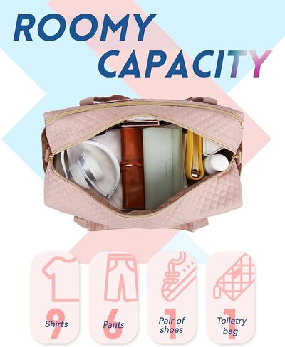 شنطة سفر دافل باج سمارت 31L مبطنة لعطلة نهاية الاسبوع للنساء، شنطة كبيرة للحمل في المطار مع جيب رطب وشنطة احذية للسفر ورحلات العمل والرياضة (اسود - اصدار اساسي)، اسود - بيسيك in Kuwait