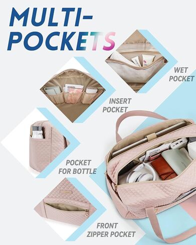 شنطة سفر دافل باج سمارت 31L مبطنة لعطلة نهاية الاسبوع للنساء، شنطة كبيرة للحمل في المطار مع جيب رطب وشنطة احذية للسفر ورحلات العمل والرياضة (اسود - اصدار اساسي)، اسود - بيسيك in Kuwait