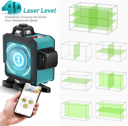 مستوى الليزر Elikliv 360 مستوى ذاتي التسوية، 3x360 ثلاثي الأبعاد خط متقاطع أخضر أداة خط مستوى الليزر لبناء تعليق الصور، مستوى ليزر على الحائط في الهواء الطلق، IP54 مقاوم للماء، قابل لإعادة الشحن، حامل مغناطيسي in Kuwait