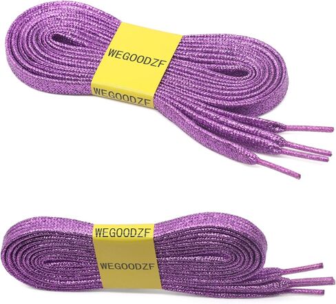 Flat Shiny Metallic Glitter Shoelaces Sequin Flat Shoe Strings[2 Pair] in Kuwait