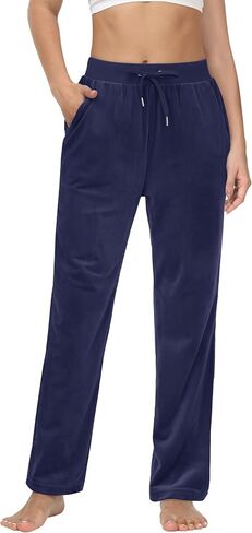 MAGCOMSEN Women's Fleece Pants Track Athletic Running Yoga Velour Pants Jogger Comfy Pajama Lounge Sweatpants in Kuwait