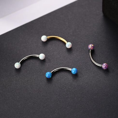 GAGABODY Eyebrow Jewelry 16g G23 Titanium Eyebrow Piercing Jewelry Curved Barbell 16g Belly Button Ring 6mm-12mm Cartilage Earring Labret Stud 16g Belly Rings Navel Rings Eyebrow Piercings Opal Ball in Kuwait