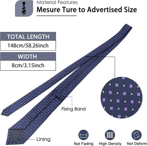 Mantieqingway Men's Tie Silk Business Ties Classic Dot Necktie for Business Graduation Weddings Groomsmen Party Festival Gift in Kuwait