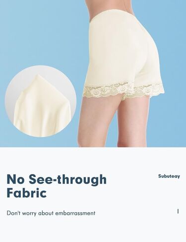 سراويل Subuteay Bloomers للنساء مضادة للاحتكاك، سراويل قصيرة فضفاضة مع زخرفة من الدانتيل لمنتصف الفخذ in Kuwait