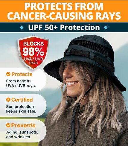 GearTOP Sun Hat Boonie Hat - قبعة دلو واسعة الحواف للرجال والنساء - عامل حماية من الأشعة فوق البنفسجية، مقاومة للماء in Kuwait